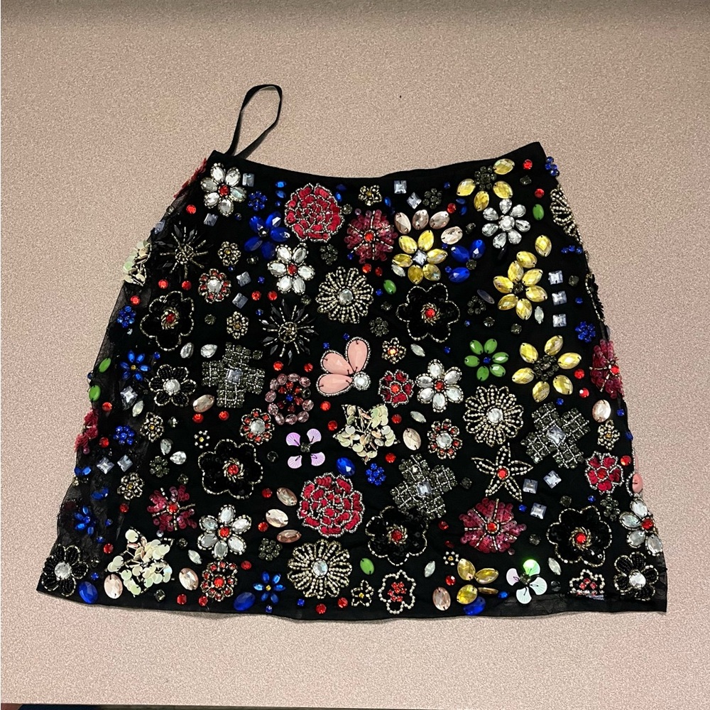 Nasty Gal Mixed Flower Embellished Mini Skirt Size 0